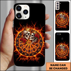 Maxcorners Darts Fire King Queen Skull Dartboard Personalized Name Phone Case