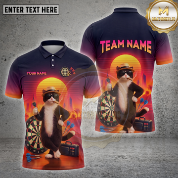 Maxcorners Darts Shirt Retro Cool Cat Multiple Options Personalized Name, Team Name 3D Shirt