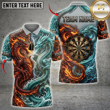 Maxcorners Darts Fire And Water Dragon Golden Dartboard Personalized Name 3D Unisex Shirt