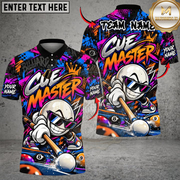 Maxcorners Billiards Cue Master Graffiti Eight Ball Personalized Name 3D Unisex Shirt