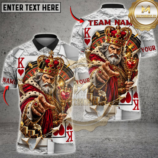 Maxcorners Darts Royal King Playing Cards Gold Red Dartboard Personalized Name 3D Unisex Shirt