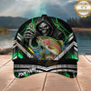 Maxcorners Fishing Grim Reaper Green Lightning Personalized 3D Cap