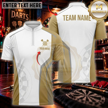 Maxcorners Darts & Classic Dartboard Gold Line Graphic Customized Name, Team Name 3D Shirts