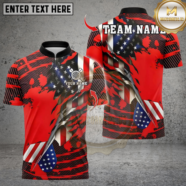 Maxcorners Darts American Flag Dartboard Personalized Name 3D Unisex Shirt