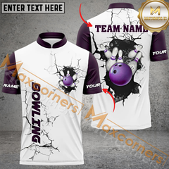 Maxcorners Broken Bowling Jersey Multicolor Option Customized Name, Team Name 3D Polo Shirt