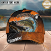 Maxcorners Fishing Orange Black Halftone Water Splash Personalized Name 3D Cap (12 Fish Species)