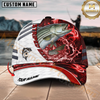 Maxcorners Fishing White Red Lava Sport Personalized Name Classic 3D Cap Personalized Cap (13 Breeds)