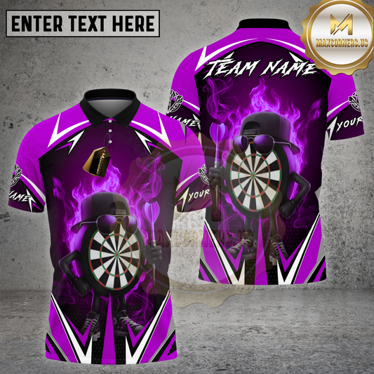 Maxcorners Dart Cool Dartboard Character Blue Flame Multicolor Options Personalized Name, Team Name 3D Shirt (4 Colors)