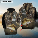 Maxcorners Walleye Fishing Nature Personalized Name, Team Name 3D Long Sleeve Shirt