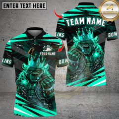 Maxcorners Bowling Muscle King Bear Multicolor Customized Name, Team Name 3D Shirts