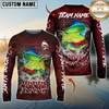 Maxcorners Fishing Red Dragon Scale Lightning Custom Name & Team Name 3D Shirts