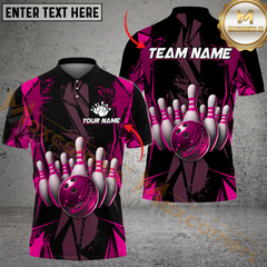 Maxcorners Color Diamond Bowling Team Jersey Personalized Name, Team Name 3D Polo Shirt