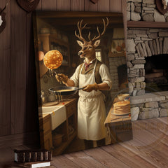 Maxcorners Deer Playing Poker with Friends in Cabin Bar Wrapped Canvas