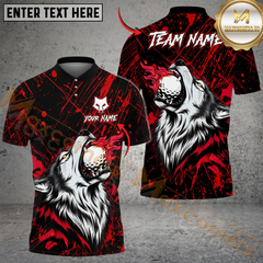 Maxcorners Wildfire Wolf Swing Golf Shirt, Customized Name & Team Name 3D Shirts (4 Colors)