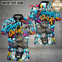 Maxcorners Cool BullDog With Angry Bowling Multicolor Customized Name, Team Name 3D Shirts