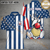 Maxcorners Bowling American Flag Personalized Name, Team Name Unisex 3D Shirts