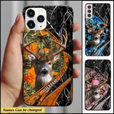 Maxcorners Deer Hunting Forest Pattern Personalized Name Multicolor Phone Case