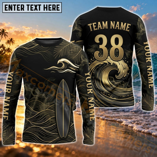 Maxcorners Surf Vintage Deep Sea Art Customized Name, Number, Team Name 3D Long Sleeve Shirts