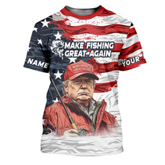 Maxcorners Make Fishing Great Again Patriotic Fishing Shirt, American Flag Fishing Shirt, Fishing Shirts For Men