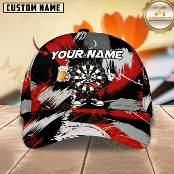 Maxcorners Darts Funny Drinking Dartboard Black Red White Graffiti Personalized Name 3D Cap