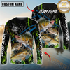 Maxcorners Fishing Green Flame Camo Design Sun Protection Personalized Name, Team Name Long Sleeve Shirt