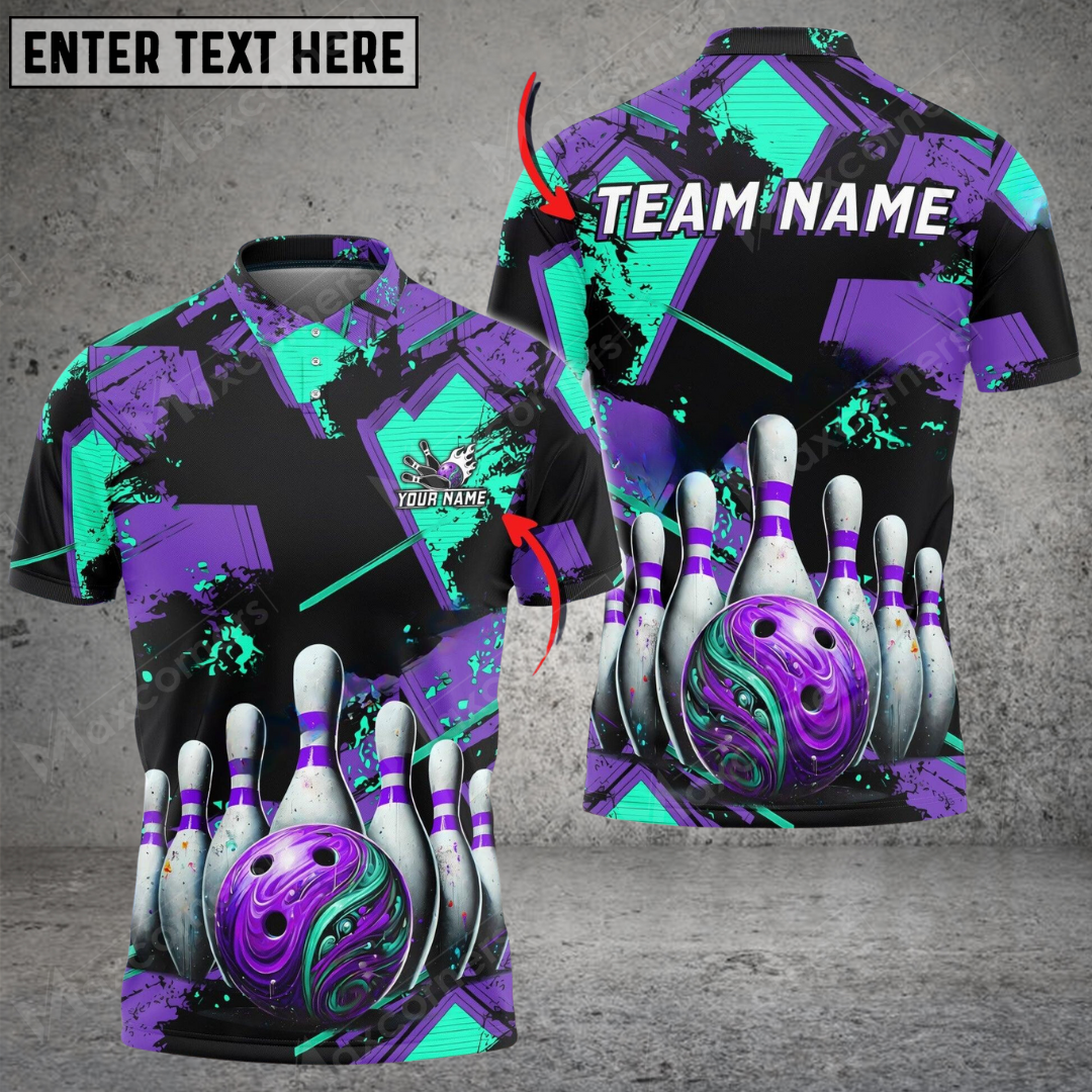 Maxcorners Fireball Fury Bowling Jersey Multicolor Option Customized Name, Team Name 3D Polo Shirt