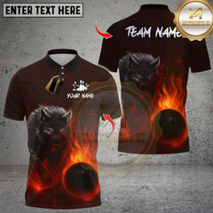 Maxcorners Flame Bowling And Savage Wolf Design Multioptions Personalized Name, Team Name Unisex 3D Shirts