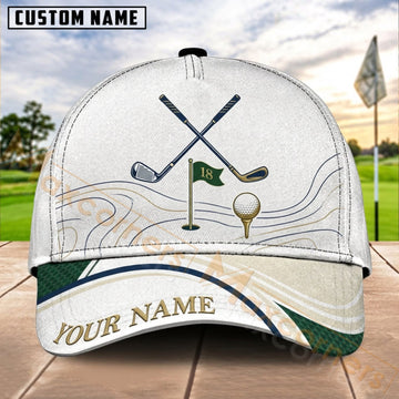 Maxcorners Golf Crossed Clubs Ball Tee Personalized Name 3D Cap