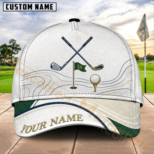 Maxcorners Golf Crossed Clubs Ball Tee Personalized Name 3D Cap