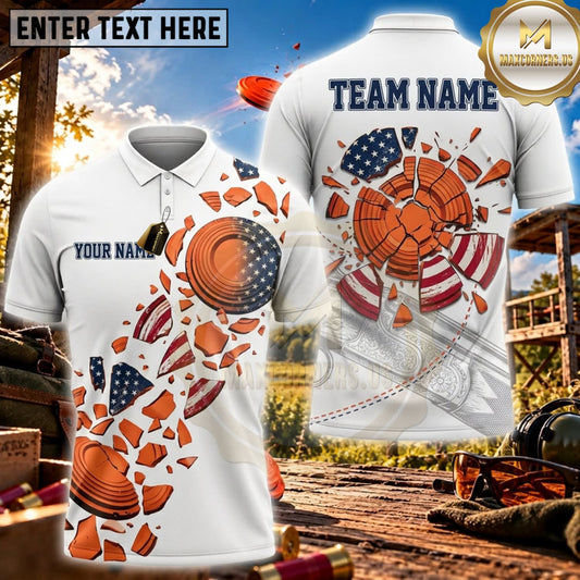 Maxcorners Clay Shooting Abstract Clay Target Splash Personalized Name 3D Unisex Shirt