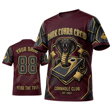 Maxcorners Cornhole Club Maroon Gold Spartan Helmet Personalized Name 3D Unisex Shirt