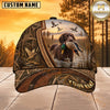 Maxcorners Dog Hunting And Duck Rustic Woodgrain Marshland Scene Multiple Options Personalized Name 3D Cap