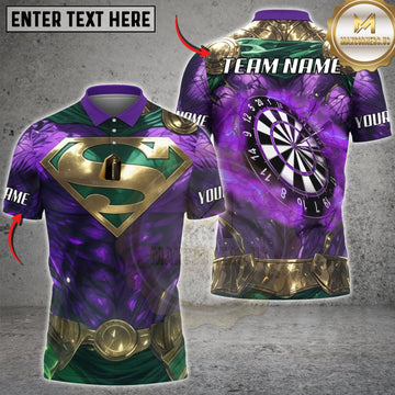 Maxcorners Darts Purple Green Cosmic Armor Silver Dartboard Personalized Name 3D Unisex Shirt