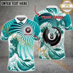 Maxcorners Ball 8 Great Wave Billiard Jersey Multicolor Options Personalized Name, Team Name 3D Polo Shirt