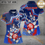 Maxcorners Blue Red White Bowling Jersey Customized Name 3D Shirt