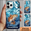 Maxcorners Fishing Phone Case Blue Water Splash Fish Art Personalized Name 3D Phone Case (10 Fish Species)