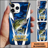 Maxcorners Blue Camo Lightning Water Splash Personalized Name Phone Case (13 Fish Species)