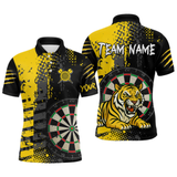 Maxcorners Men's Custom Darts Shirt With Fierce Tiger And Yellow Grunge Splatter LM1605