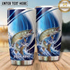 Maxcorners Fishing Tumbler Blue Silver Swoosh Wave Design Personalized Name Tumbler (13 Species)