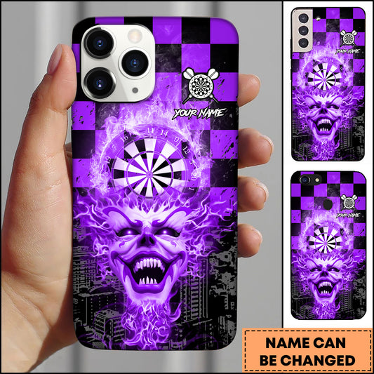 Maxcorners Darts Flaming Demon Dartboard Multicolor Personalized Name 3D Phone Case