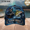 Maxcorners Fishing Skull Fisherman Deep Blue Ocean Personalized 3D Cap