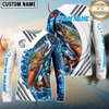Maxcorners Fishing White Blue Lava Sun Protection Personalized Name, Team Name Long Sleeve Shirt