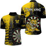 Maxcorners Men's Custom Darts Shirt With Fierce Tiger And Yellow Grunge Splatter LM1605