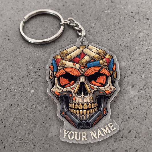 Maxcorners Clay Shooting Skull With Clay Targets Customized Name 3D Keychain And Ornament