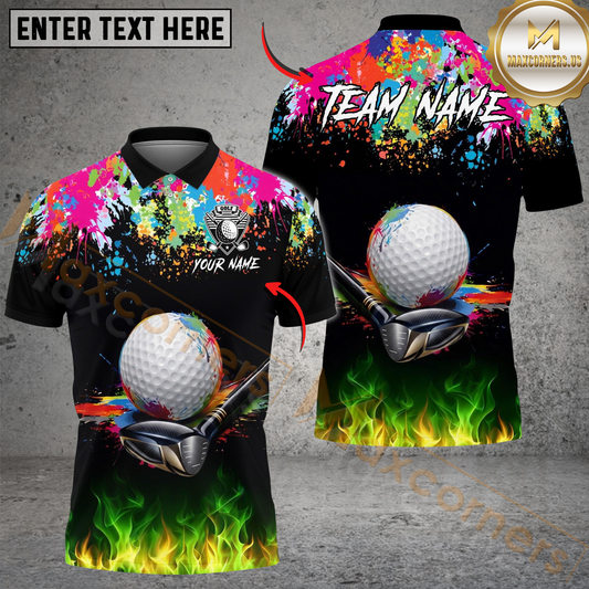 Maxcorners Golf Club Paint Splash Customized Name, Team Name 3D Shirt