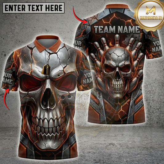Maxcorners Darts Orange Flame Skull Mechanical Gear Dartboard Multicolor Customized Name, Team Name 3D Shirts ( 4 Colors )