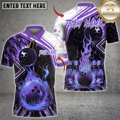 Maxcorners Bowling Flame Multioptions Personalized Name, Team Name Unisex 3D Shirts