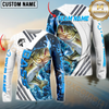 Maxcorners Fishing White Blue Lava Sun Protection Personalized Name, Team Name Long Sleeve Shirt