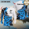 Maxcorners Fishing Blue Flame Smoke Design Sun Protection Personalized Name, Team Name Long Sleeve Shirt