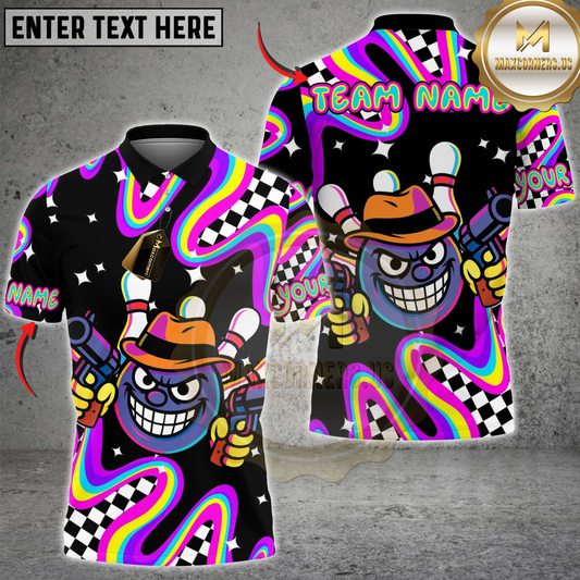 Maxcorners Gangster Bowling Personalized Name 3D Unisex Shirt